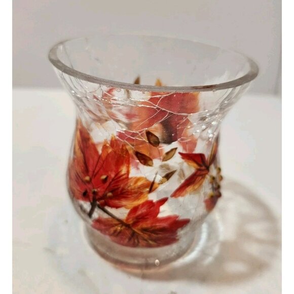 Yankee Candle Autumn Crackle Votive Tea Light Holder Colorful 3.5" Tall by 4" - Picture 3 of 11